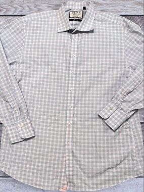 Thomas Pink Light Blue and Light Pink Check Dress Shirt 18 - 35 1/2